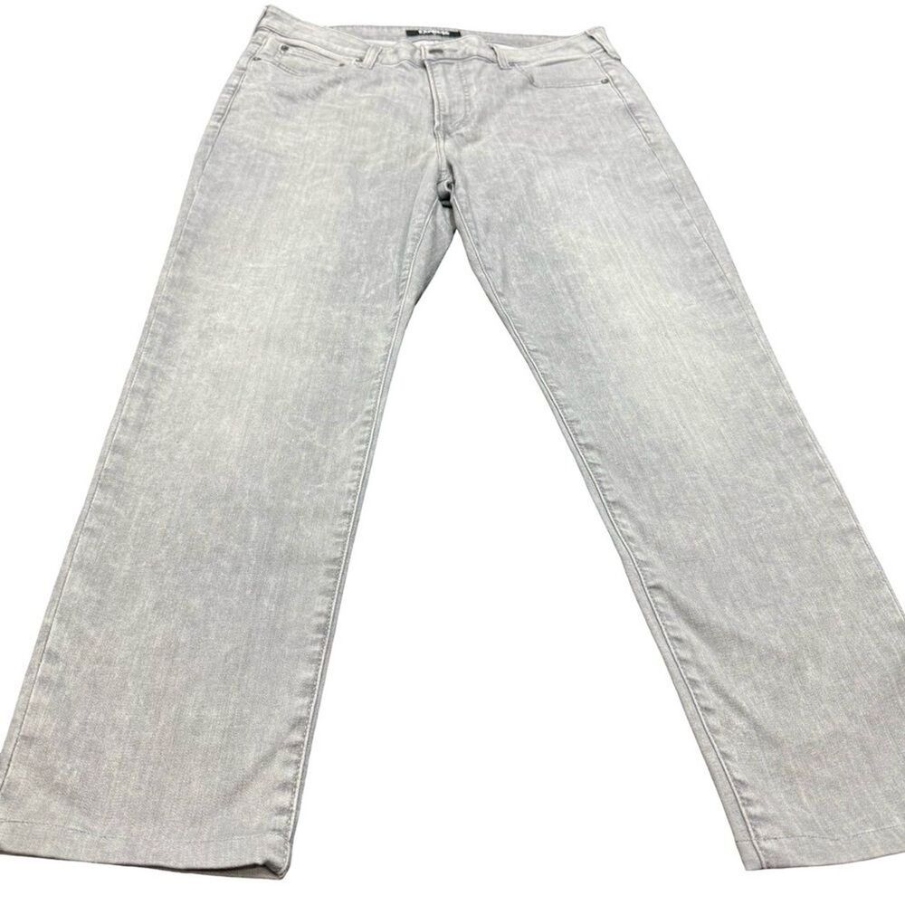 Express Hyper Stretch Slim Jeans Men’s 36x28 Gray Stone Wash Denim